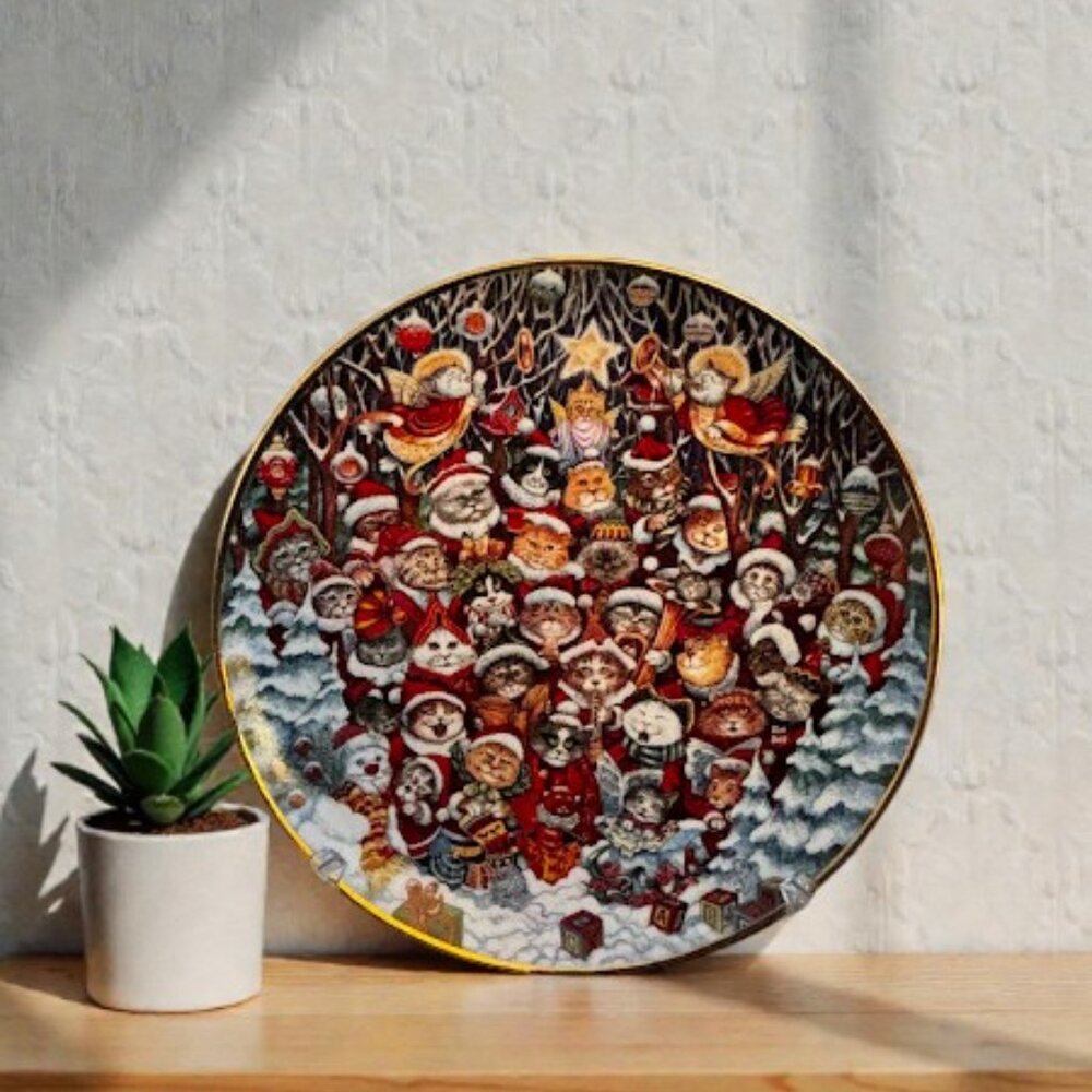 Franklin Mint Santa Claws Santa Cats Plate By Bill Bell Ltd Ed Plate No. Q-4084